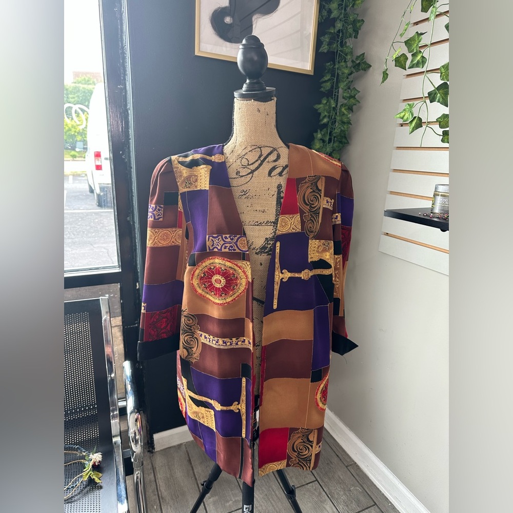 Studio C II • Color-block Patterned Shoulder Padded Cardigan • LP